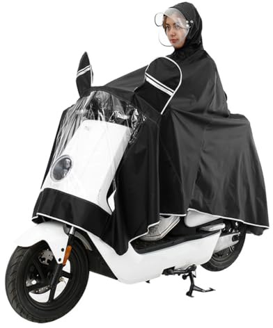 Universal Motorcycle Rain Poncho with Double Mask Reflective Waterproof Bike Scooter Bicycle Full Body Long Raincoat Camping Hiking Cycling Hooded Rain Cover Poncho Jacket for Men Women