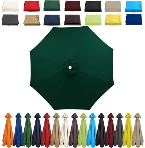 Sonnenschirm für den Außenbereich, Terrasse, Garten, 4 m, 3,5 m, 2,7 m, 2,5 m, wasserdicht, mit 6 8 Rippen, UV-Schutz 50+, für Strand, Pool, Rasen, Terrasse, Dunkelgrün