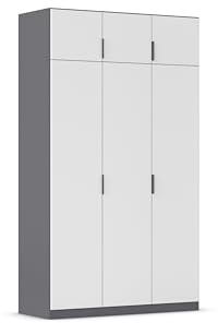 Rauch Möbel LAGOA, Kleiderschrank, Farbe Weiß/Grau metallic, Breite 136 cm | Schrank, Mehrzweckschrank, 6-türig, Zubehör Basic, für Schlafzimmer, Kinderzimmer, Babyzimmer, Homeoffice, Garderobe, Flur
