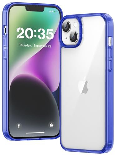 Voyahülle Clear Case for iPhone 14, Ultra Thin, Shockproof TPU Cover, Anti-Yellowing, Crystal Clear, Phone Case for Apple iPhone 14 - Dark Blue