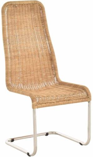 Krines Home Rattan Schwingstuhl Esszimmer aus Rattan Esszimmerstuhl Esszimmer Schwinger Stühle ohne Armlehne (Honig - Dunkel, Hohe Rückenlehne)