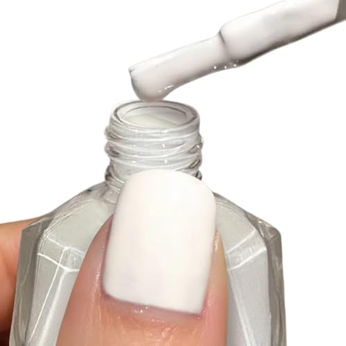 Quick Dry Nail Polish,Glitter Nail Varnish,Long Lasting Nail Varnish with Shimmer & Glitter Finish,Smooth Glossy Nail Polish,Easy Apply,No UV Lamp Needed for DIY Nail Art,Easy Apply(White)