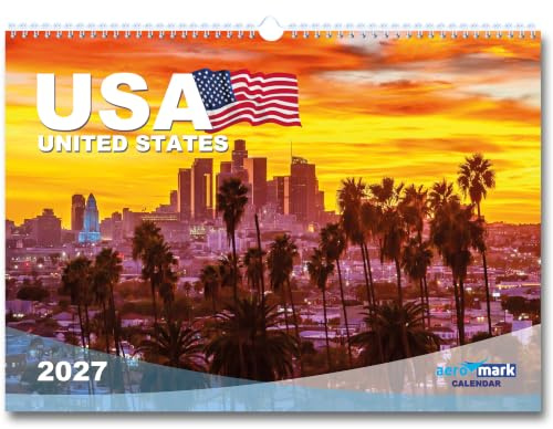 USA Kalender 2027 Wandkalender Vereinigte Staaten von Amerika DIN A3 mit Nationalparks Reise Reisekalender Fotos Geschenk zu Weihnachten oder Geburtstag Reisen Monatskalender Architektur Landschaft
