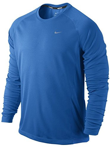 Nike Miler LS UV Team Maglietta, Viola/Argento, M