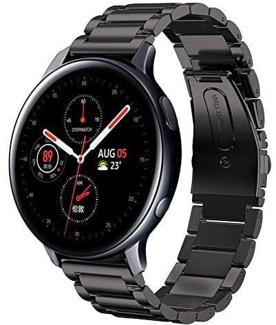 SUNDAREE Compatible with Galaxy Watch Active 2 Strap,20mm Black Stainless Steel Metal Replacement Bracelet Smartwatch Band for Samsung Samsung Galaxy Watch Acitve 2 40mm 44mm/Galaxy Active/Garmin Venu