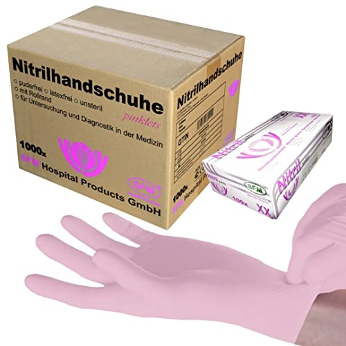 SFM ® PINKLETS Nitril : XS, S, M pink puderfrei F-tex Einweghandschuhe Einmalhandschuhe Untersuchungshandschuhe Nitrilhandschuhe M (1000)