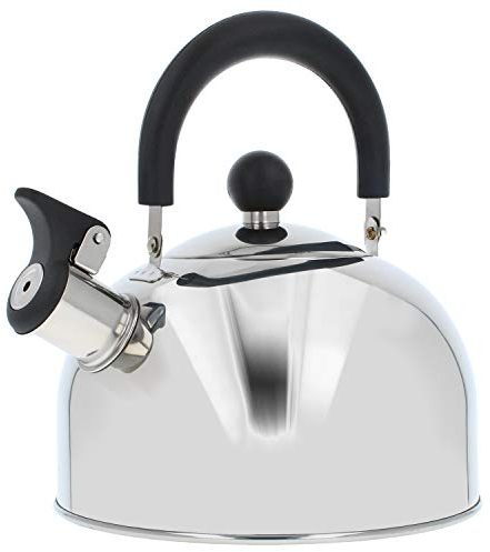 COM-FOUR® Tetera metálica 2.0 L - tetera retro de acero inoxidable - tetera para hervir agua - tetera retro para estufa. (01 piezas - 2.0 litros)