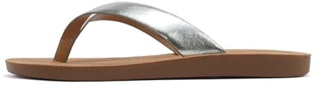 Soda Schuhe Damen Flip Flops Basic Plain Slippers Thongs Sandalen Riemen Casual Beach ELLA-S, silber, 38.5 EU