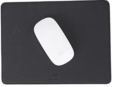 Solo Pelle - Hochwertiges Leder Mousepad 26x20 cm - Mauspad aus echtem Leder - Unterlage für Computermaus - Leather Pad - Handarbeit Made in Europa (Matt Schwarz)