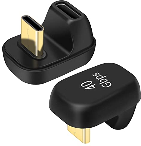 USB C 180 Grad Abgewinkelter Adapter(2 Stück), U-Form USB C 4.0 Stecker zu Buchse Adapter, Typ C 40Gbps Abgewinkelter Adapter Datenübertragungsstecker kompatibel für Samsung, MacBook und mehr