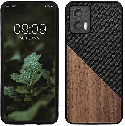 kwmobile Hülle kompatibel mit Motorola Edge 30 Neo - Handyhülle - Handy Schutzhülle - Smartphone Cover - Dunkelbraun Schwarz