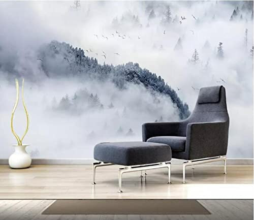 CILODO Papier Peint Panoramique 3D Brume et forêt 350cm×250cm(LxH)