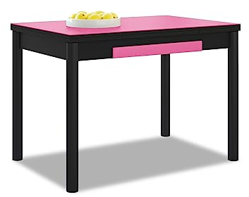 ASTIMESA - Mesa de Cocina Extensible - Estructura Negra - Color Rosa - Ideal para Espacios Pequeños - Medidas: 90 x 50 cm - Extensible: 140 x 50 cm