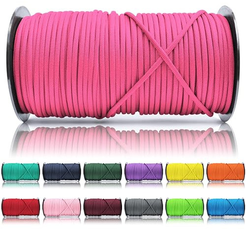 Ganzoo Paracord 550 Seil Neon-Magenta 4mm Schnur Typ 3, Nylon & Polyester, ideal für Basteln von Hundeleine Halsband Armband/Camping Survival und Outdoor 100 Meter Allzweckseil 7 Innenstränge