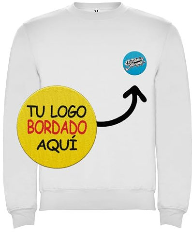 Sudadera Personalizada Bordada, Sudadera con Logo Bordado, Ropa Laboral, Sudadera para Empresas (Blanco)