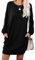 PrinStory Vestito invernale da donna, a maniche lunghe, casual, ampio, lavorato a maglia, con tasche laterali, Aa Nero, L