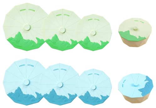 Hitopin 6PCS Couvercle en Silicone, Couvercle de Ventouse en Silicone, Couvercle en Verre Silicone, Couvercle Fraîcheur en Silicone, pour Bols, Casseroles, Assiettes, Tasses, Fours