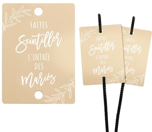 100Pcs Étiquette pour Cierge Magique Mariage “Faites scintiller l'entrée des mariés”Décoration Cadeau Invité Noces Fête