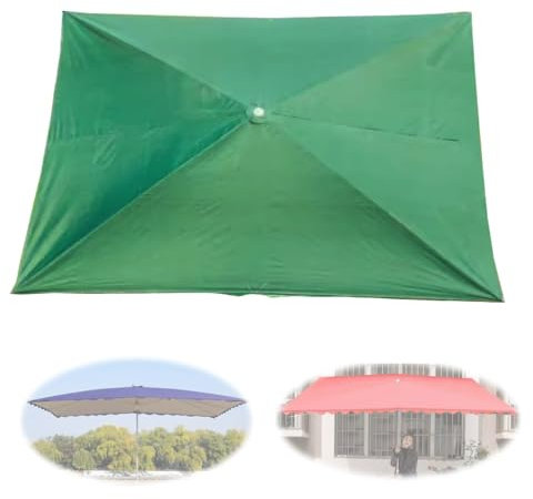 IMUNKT 300x200cm Rechteckig Sonnenschirm Ersatzbezug Terrassenschirm Ersatz-Baldachin 4 Streben 6 Streben Ersatz Stoff Für Garten, Markt, Tisch Schirm(Green,400x200cm)