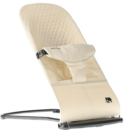 DERYAN Buddy Babywippe – Ergonomisch & Weich – Verstellbar & Klappbar – Reise-Wippe für Babys 0–9 kg – Creme