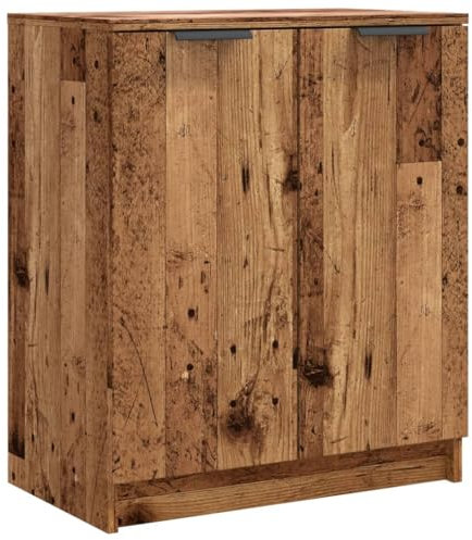 vidaXL Schuhschrank, Schuhregal mit Stauraum, Schuhständer für Eingangsbereich Flur, Schuhablage Schuhaufbewahrung, Altholz-Optik Holzwerkstoff