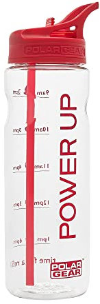 Polar Gear 750ml Tracker Water Bottle With Straw - BPA-Free Reusable Water Bottle With Time Markings – Perfect for Gym, Cycling & Work