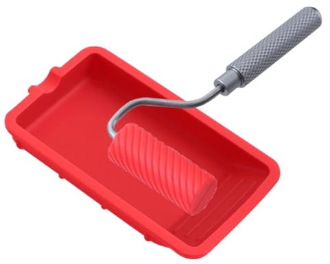 RANJIMA Leimroller Holzleim mit Silikon Farbwanne, Wiederverwendbare Leimwalze Leimpinsel Leimspender für Handwerk, Holzbearbeitung und Größere Klebeprojekte, Schnell und Gleichmäßig Auftragen, Rot
