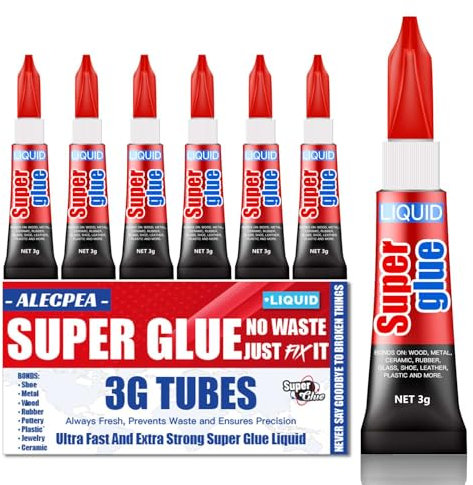 3g (6 Pack), Super Glue Liquid, All Purpose, Fast Setting, Ideal for Metal, Ceramics, Leather & More
