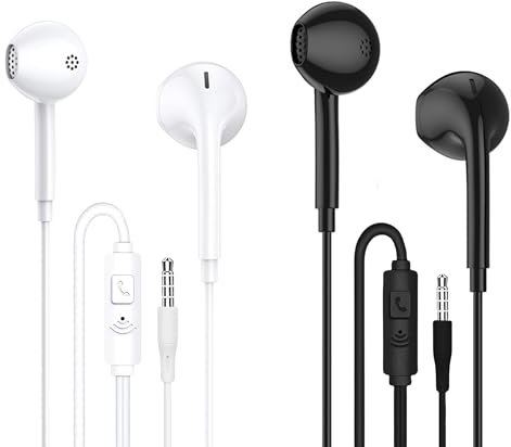 2 Pack Auricolari In-Ear Cuffie, Cuffiette con Filo e Microfono, Cuffie Isolamento Acustico, Cuffiette Cellulare, Jack 3,5 mm Auricolari Con Filo Jack in Ear Cuffie Gaming Cuffiette
