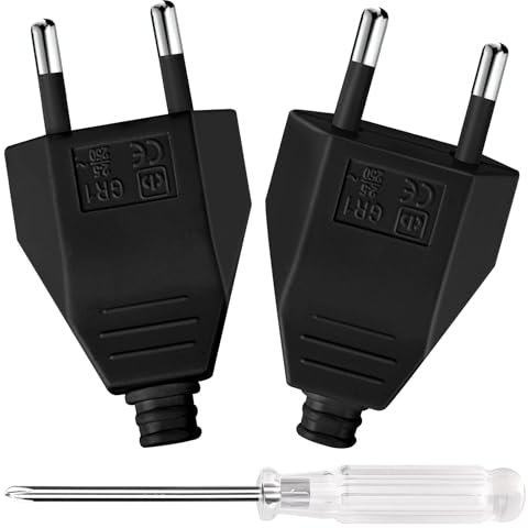 AXFEE 2 Pièces Fiche Européenne Plate, Fiche mâle, Prise Electrique Male 250V 2.5A, Matériau PP, D'alimentation Domestique Décorative à Encastrer ou à Remplacer