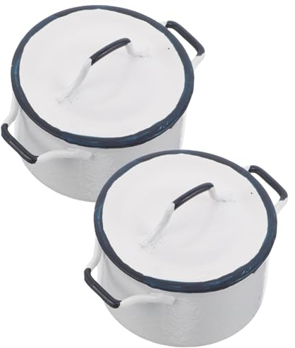 ZUNOXAZ 2 Piezas Borde Azul Utensilios Miniatura para Casa Muñecas Decoración Realista para Escenas de Cocina y Creativo