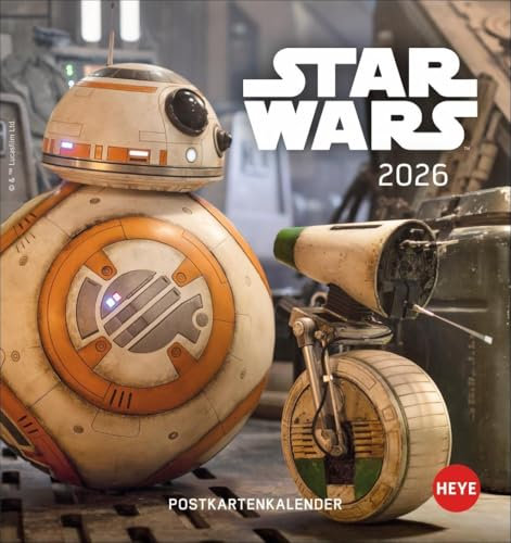 Star Wars Postkartenkalender 2026: Die besten Filmbilder aus den Star Wars Filmen im Postkartenformat. Kleiner Kalender zum Aufstellen oder Aufhängen. Tischkalender 2026. (Postkartenkalender Heye)