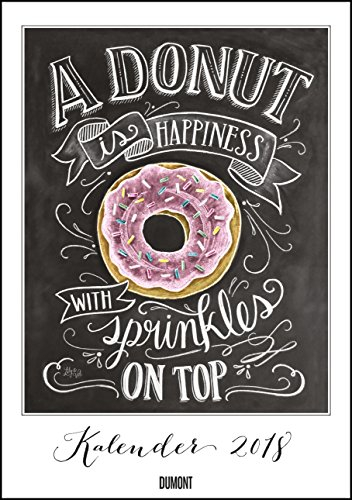 Chalkboard Sprüchekalender Happiness 2018 - Handlettering Design von Lily & Val – 29 x 42 cm – Spiralbindung