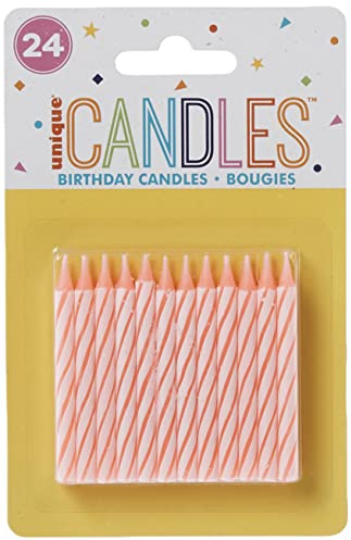 Unique Stripes Party Candles, 2.5, Pink