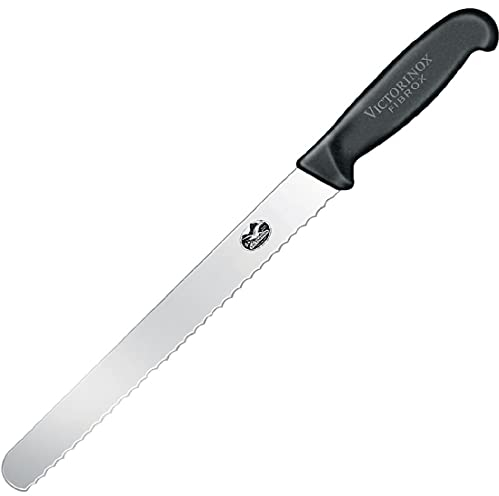 Victorinox Coltello da prosciutto con lama seghettata, FIBROX, 5.4233, Nero (schwarz), taglia unica