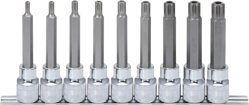 KS Tools 918.1895 1/2 CHROMEplus RIBE-Bit-Stecknuss-Satz, lang, 9-tlg. M5-M14, Bohrung