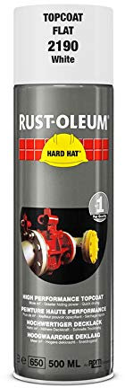 RUST-OLEUM 2190 Hard Hat Topcoat Ral-Colours, The Nr. 1 Industrial Paint Aerosol. Go Further, Work Faster, Last Longer!, Matt white
