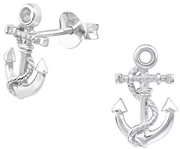 Laimons Damen-Ohrstecker Ohrringe Maritim Damenschmuck Anker 11 mm glanz matt Sterling Silber 925