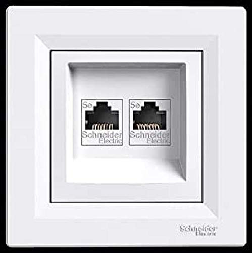 asfora – ISDN de canette Cat5e 2 x RJ45, prises, complet, schneider electric, Blanc, Neuf