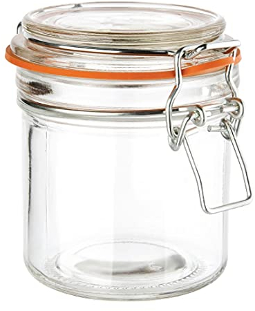 Vogue Glass Preserve Jars with Clip Top Lids 285 ml (Pack of 6), Clear Glass, Airtight, Jam Jars, Pickle Jars, Food Storage, Replaceable Rubber Seals, Dishwasher Safe, GH329