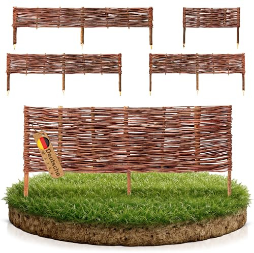 BOOGARDI Beeteinfassung Holz · 12 Größen · 1x Weidenzaun 10 cm hoch x 100 cm lang · Garten Steckzaun zur Beetumrandung · Rasenkanten zur Beetbegrenzung aus Weide