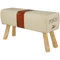 FineBuy Design Turnbock Sitzbank Canvas Braun 91 x 30 x 50 cm, Turnhocker Bank aus Echtleder/Stoff, Hocker Garderobenbank Sitzhocker Springbock Turnbank