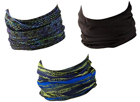 Hilltop 3 x Motorrad Multifunktionstuch, Schlauchtuch, Sport-Halstuch, Bandana / 3-er Set in aktuellen Designs, 3er Set:Grün Schwarz