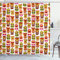 ABAKUHAUS Hawaii Duschvorhang, Retro Hawaiian, Stoffliches Gewebe Badezimmerdekorationsset mit Haken, 175 x 180 cm, Brau Rosa Orange