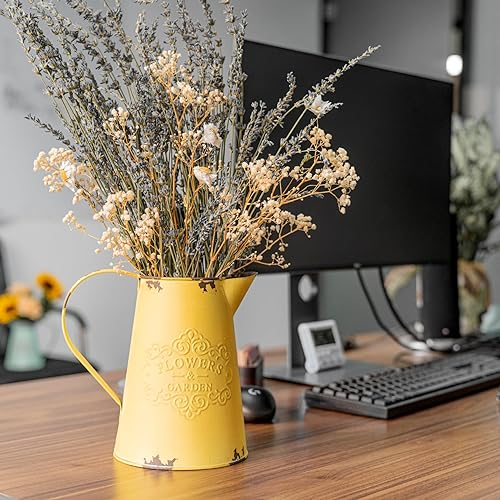 APSOONSELL Vase en métal à Fleurs Vintage Pichet de Cuisine France Jaune