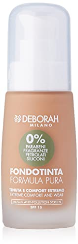 Deborah Foundation Pura Nr. 05 Dark Beige, ohne Parabene, Halt und Komfort Extreme mit Anti-Verschmutzungsfilter, SPF15-30 ml