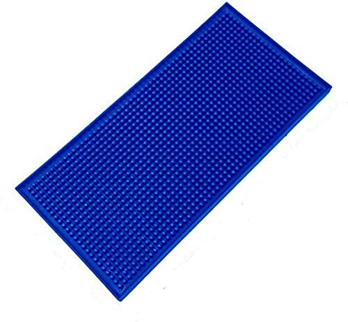 ausuky Tapis de bar en caoutchouc - Grand tapis d'égouttement en verre - Tapis de base pour pubs, clubs, bars - Tapis découpable (bleu, 15 x 30 cm)