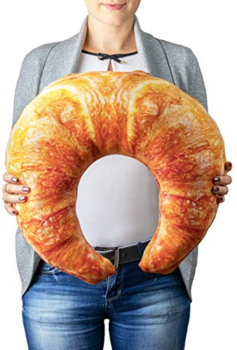 Froster Beheiztes Croissant - Riesiges Kissen mit Kirschkernkissen, Nackenkissen Reisen, Nackenhörnchen mit Wärmekissen, Geschenk