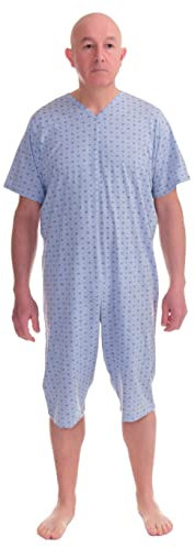 FERRUCCI Pigiama Tutone Sanitario Comfort Manica Corta Pantalone Corto 1 Cerniera/Zip Dietro Schiena Estivo (Azzurro, L)