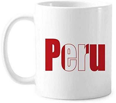 Taza de cerámica con nombre de la bandera del país de Perú, cerámica, café y porcelana